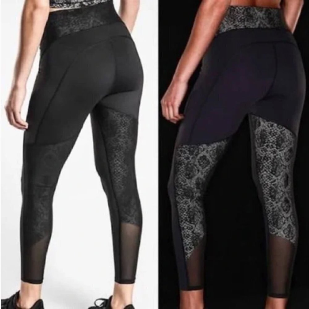 Athleta Stay Fly Reflective‎ 7/8 Tight Black size Small TALL